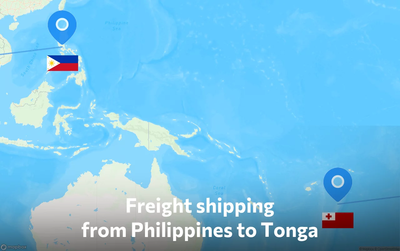 Shipping route from Philippines to Tonga