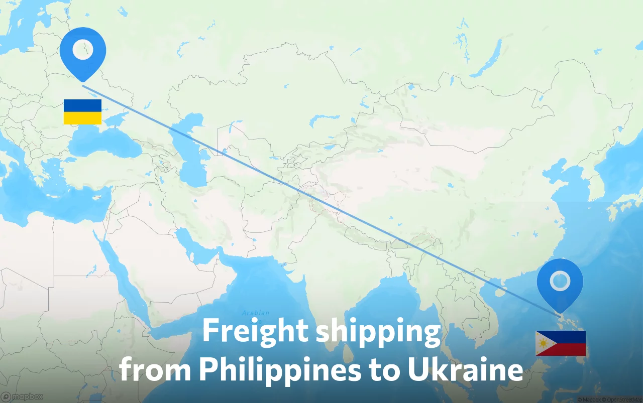 Shipping route from Philippines to Ukraine