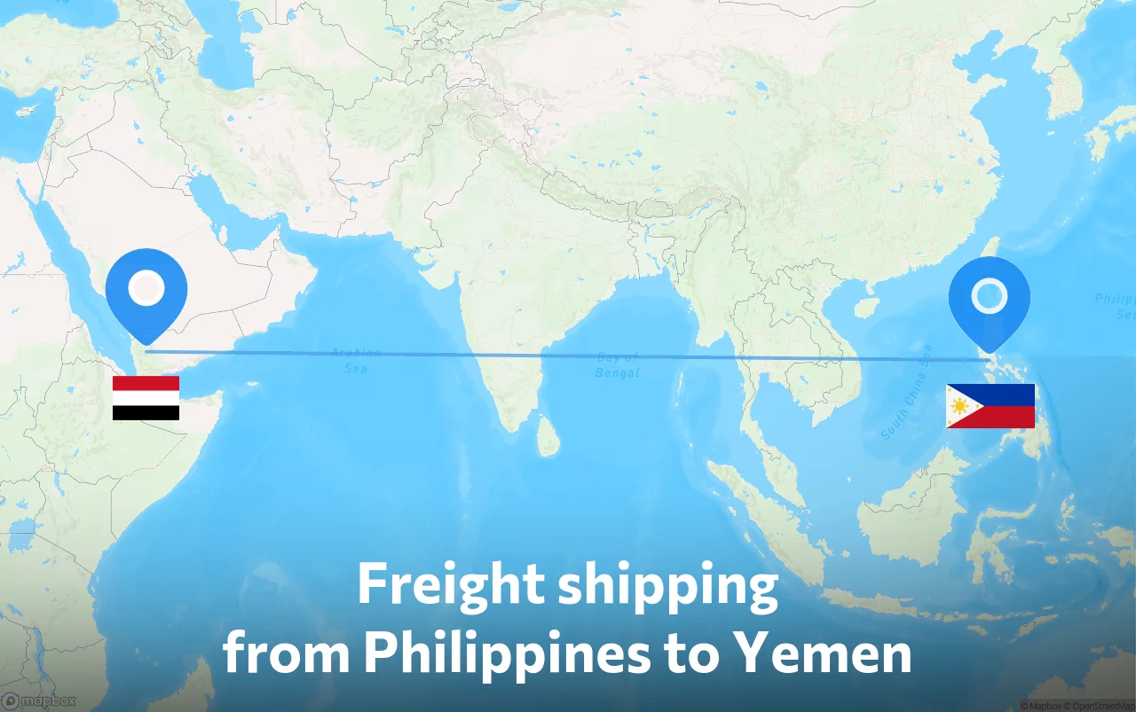 Shipping route from Philippines to Yemen