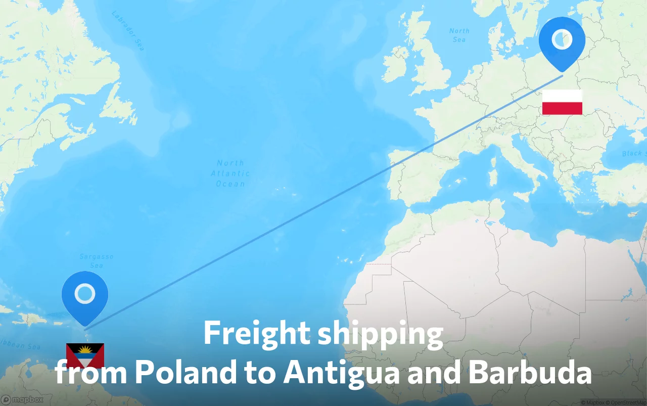 Shipping route from Poland to Antigua and Barbuda