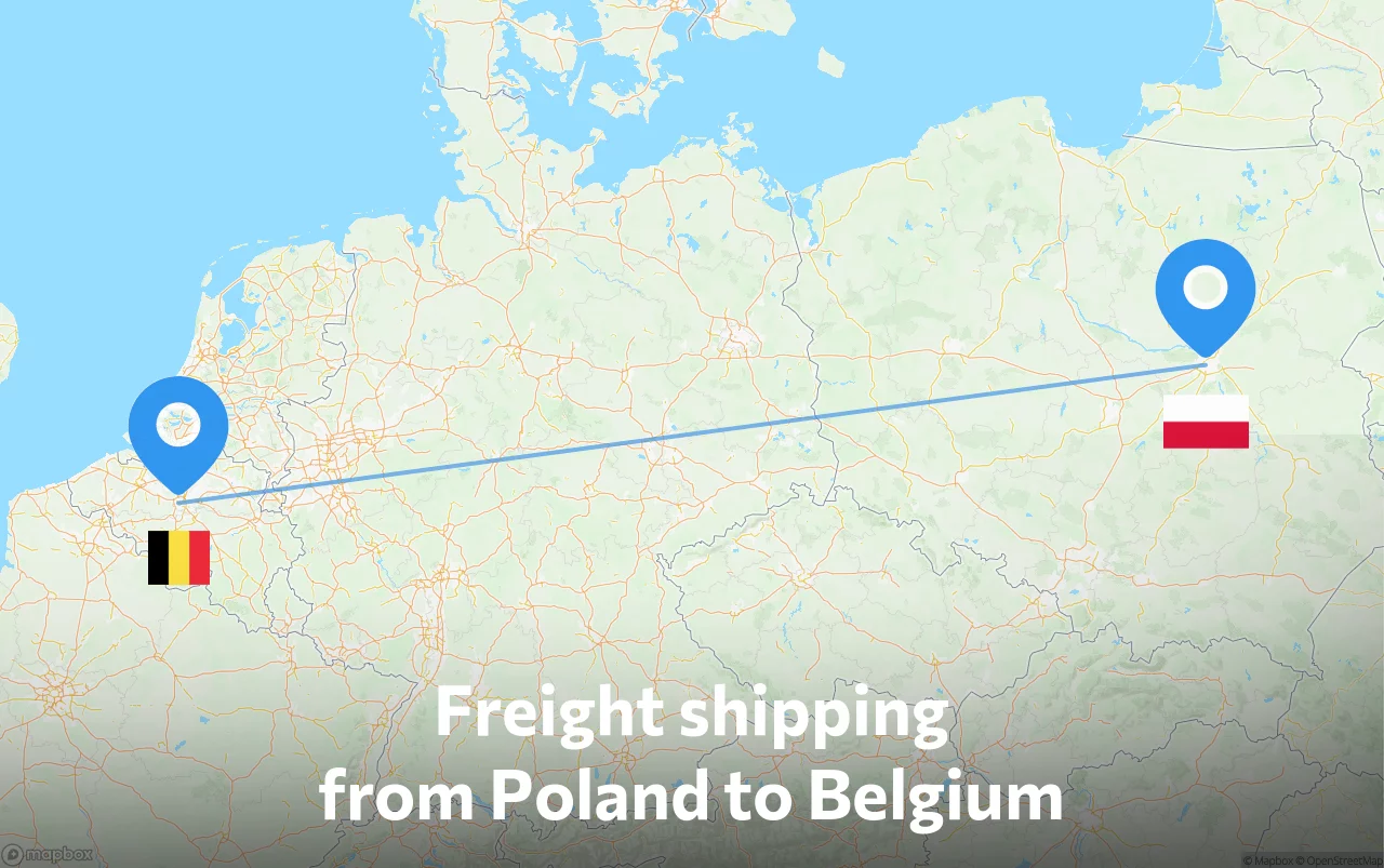 Shipping route from Poland to Belgium