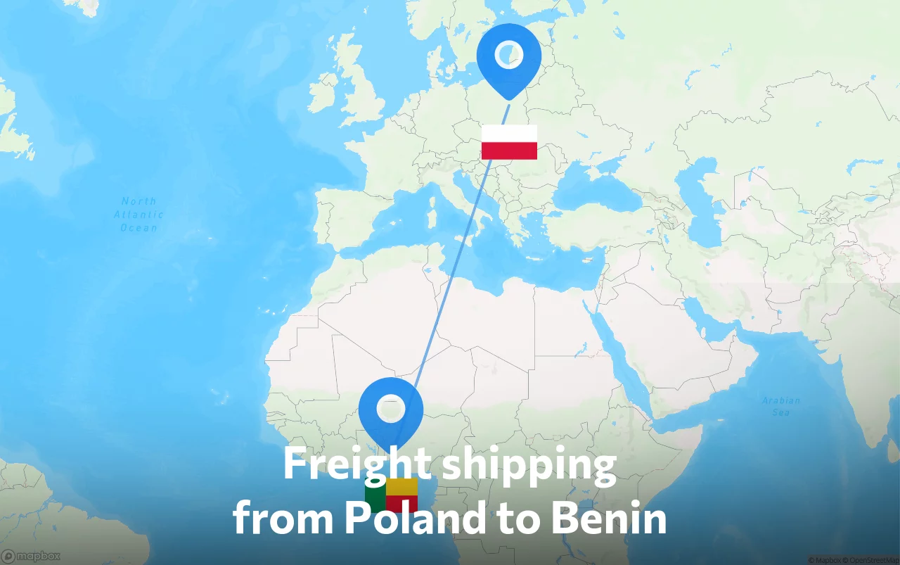 Shipping route from Poland to Benin