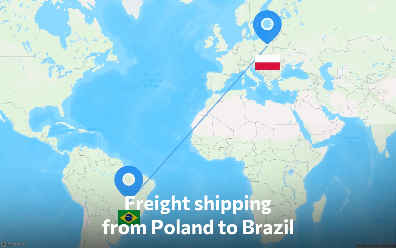 Shipping route from Poland to Brazil