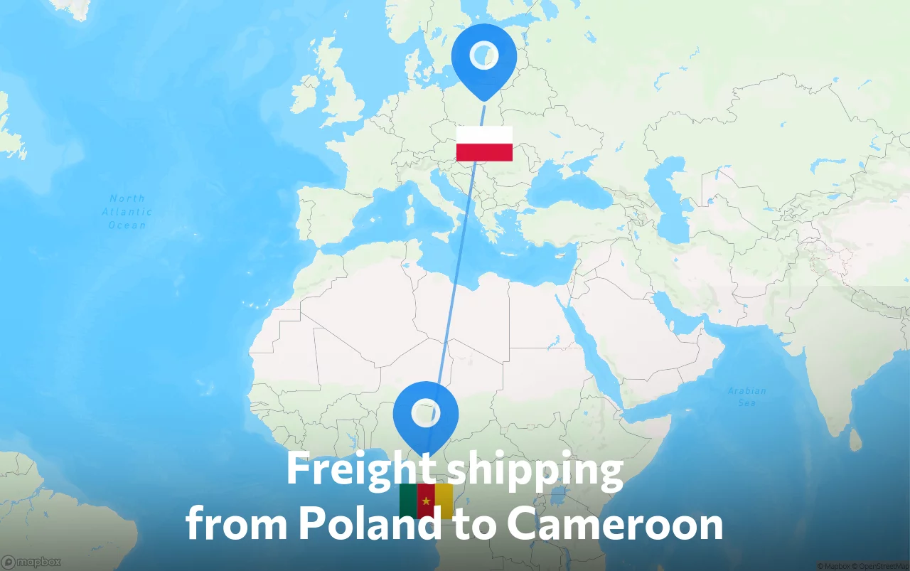Shipping route from Poland to Cameroon