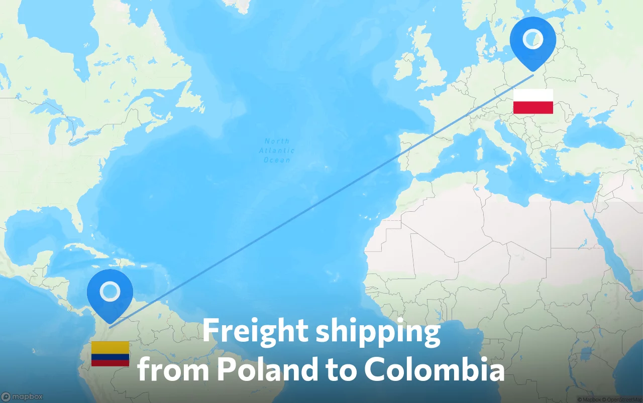 Shipping route from Poland to Colombia