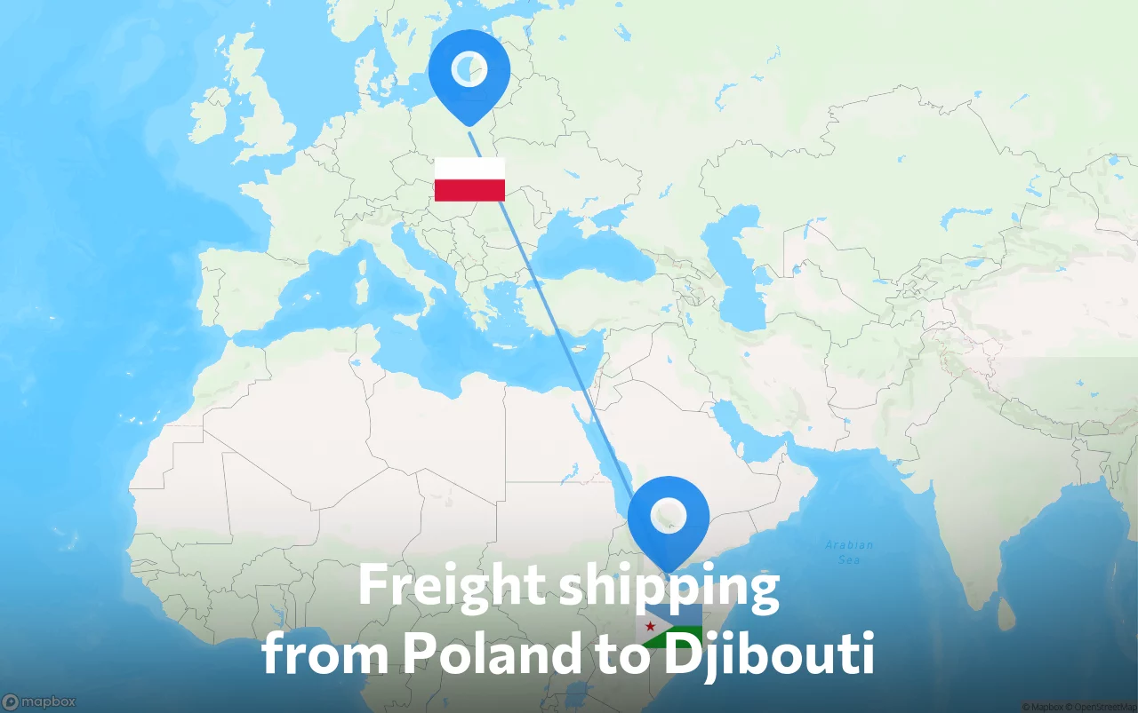 Shipping route from Poland to Djibouti