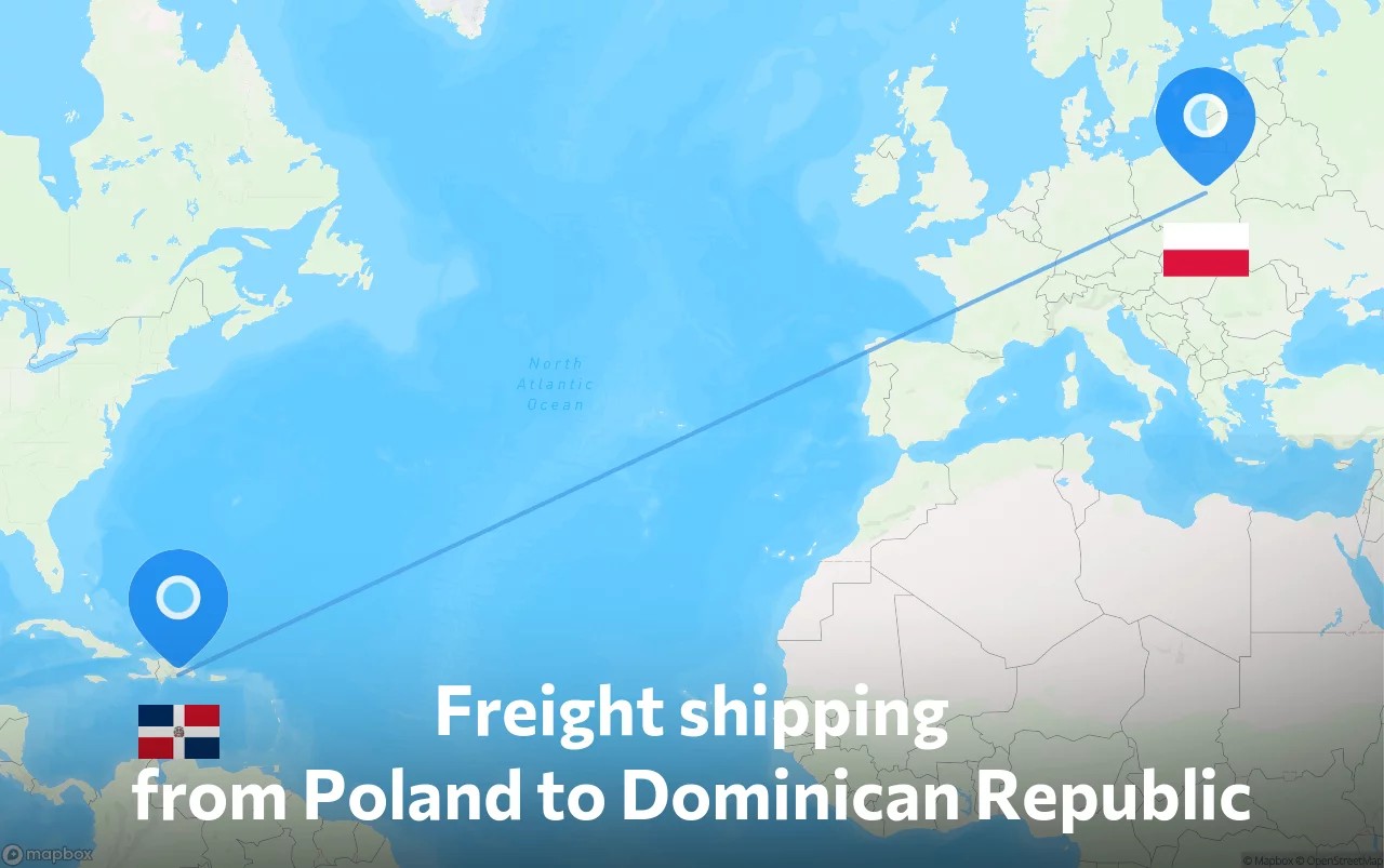 Shipping route from Poland to Dominican Republic