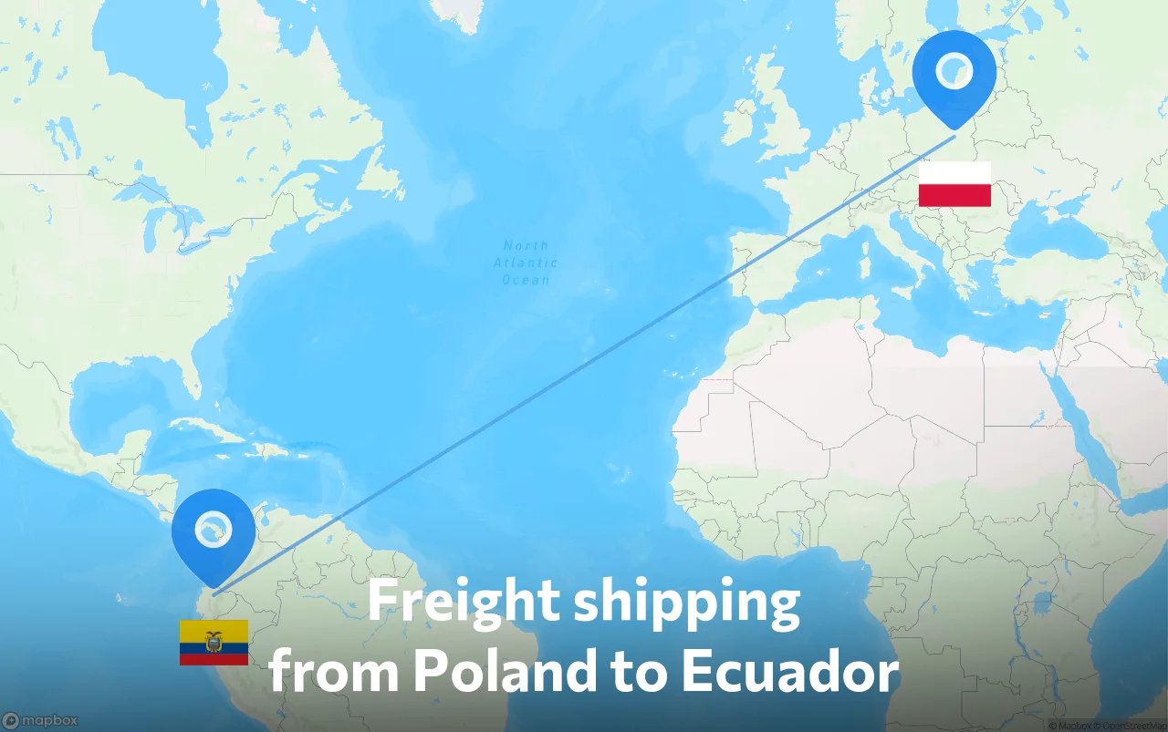 Shipping route from Poland to Ecuador