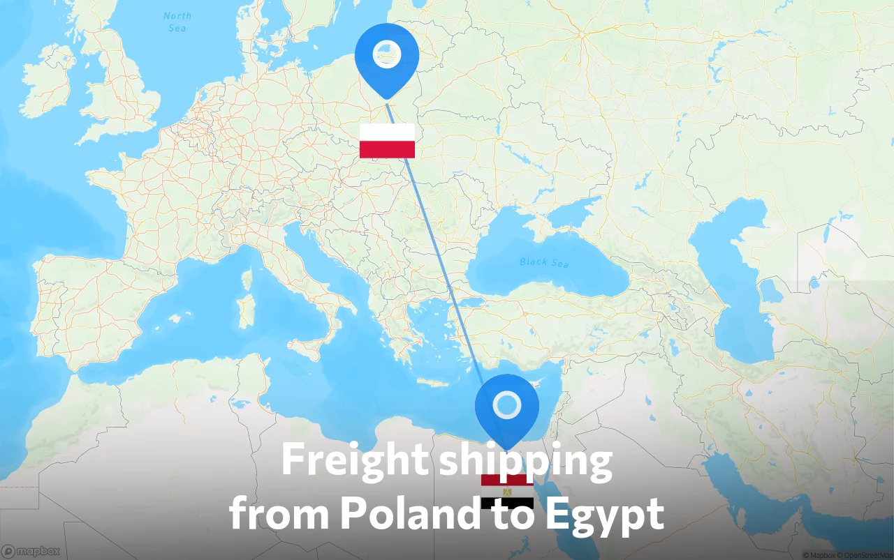 Shipping route from Poland to Egypt