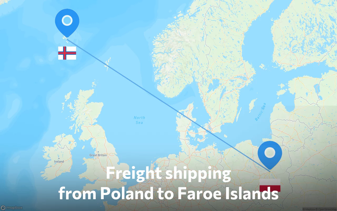 Shipping route from Poland to Faroe Islands