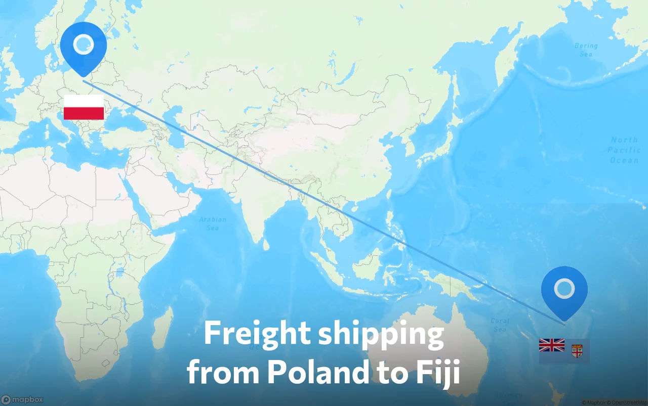 Shipping route from Poland to Fiji