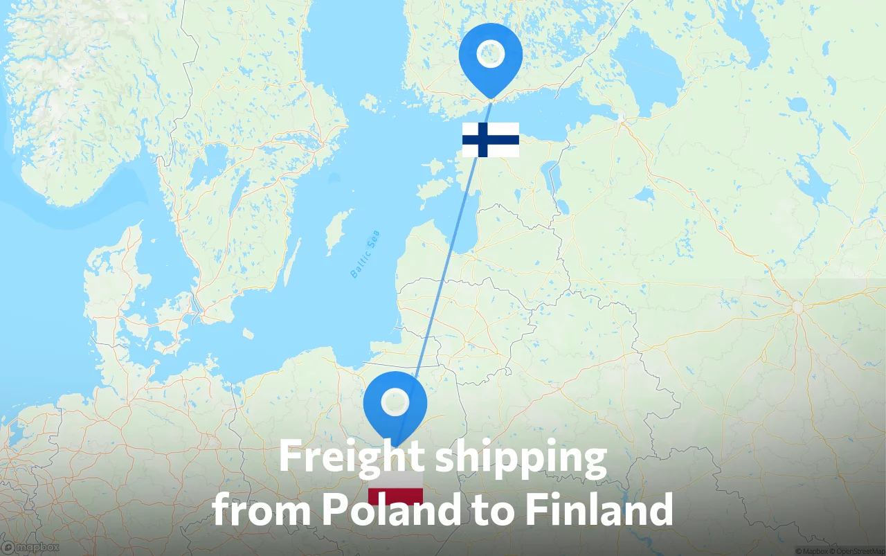 Shipping route from Poland to Finland