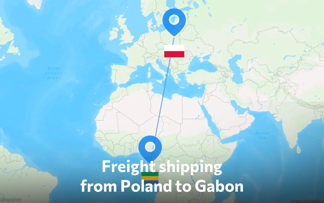 Shipping route from Poland to Gabon