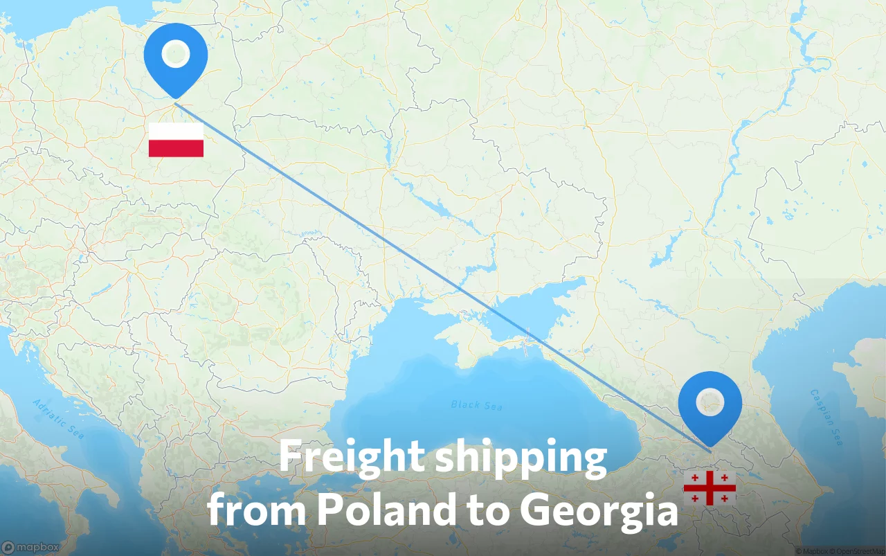 Shipping route from Poland to Georgia