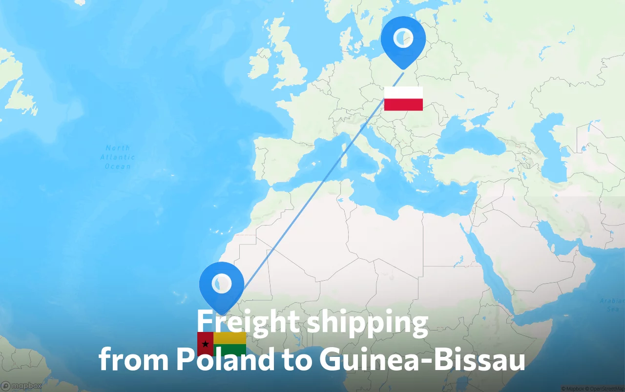 Shipping route from Poland to Guinea-Bissau