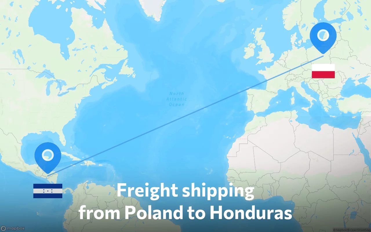 Shipping route from Poland to Honduras