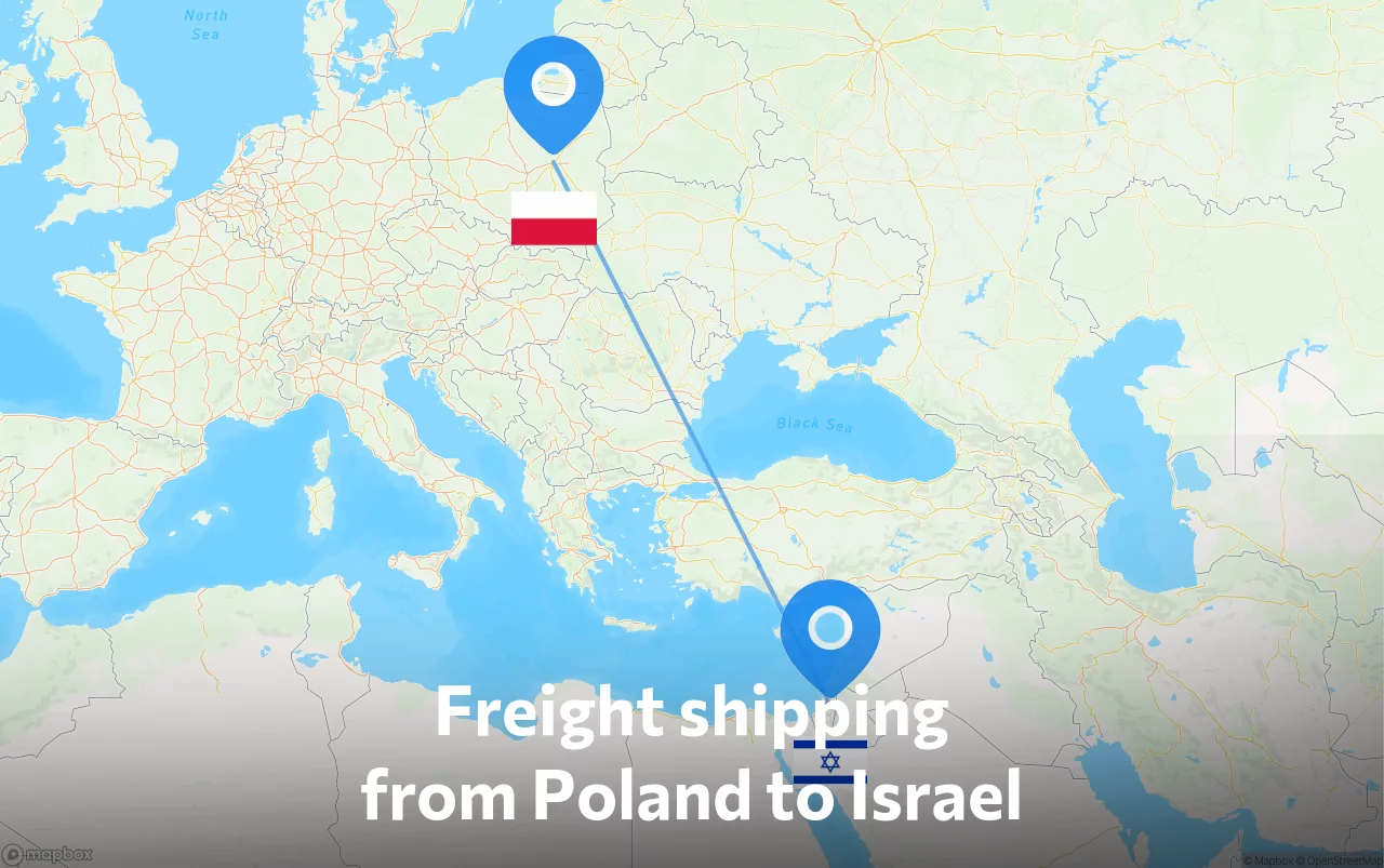 Shipping route from Poland to Israel
