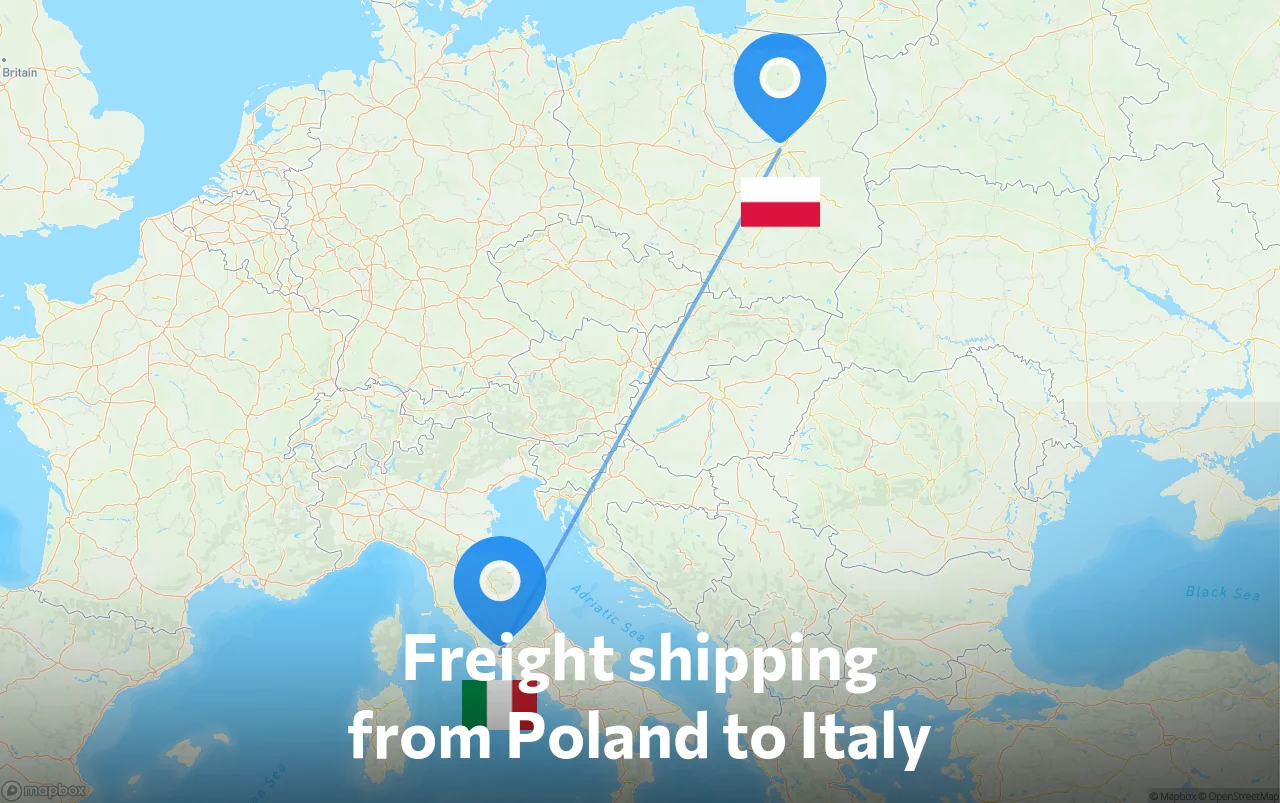 Shipping route from Poland to Italy