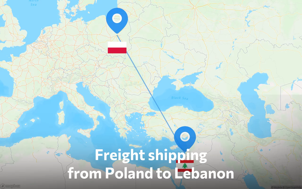 Shipping route from Poland to Lebanon