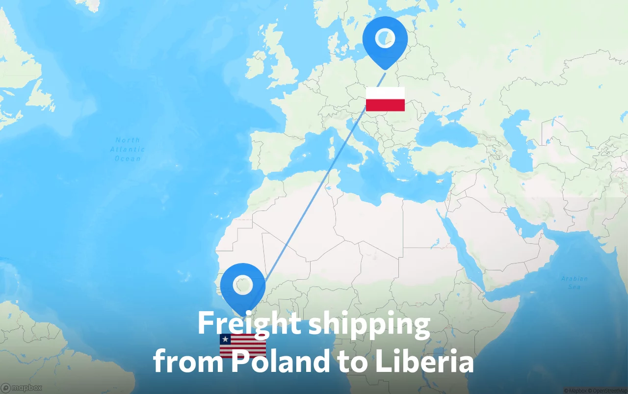 Shipping route from Poland to Liberia