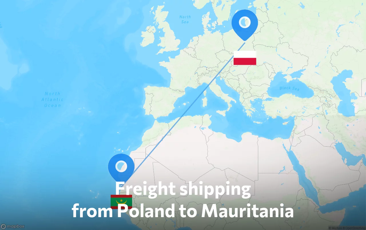 Shipping route from Poland to Mauritania