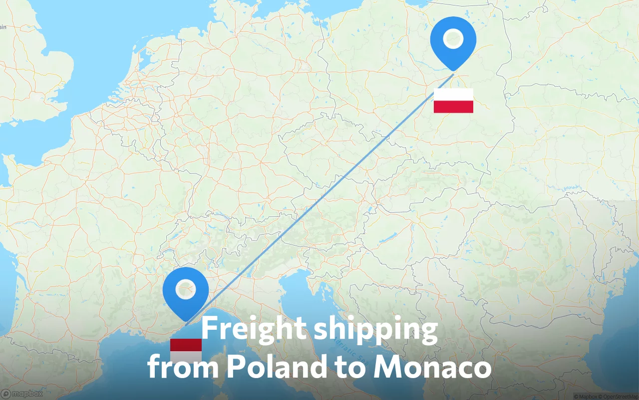 Shipping route from Poland to Monaco