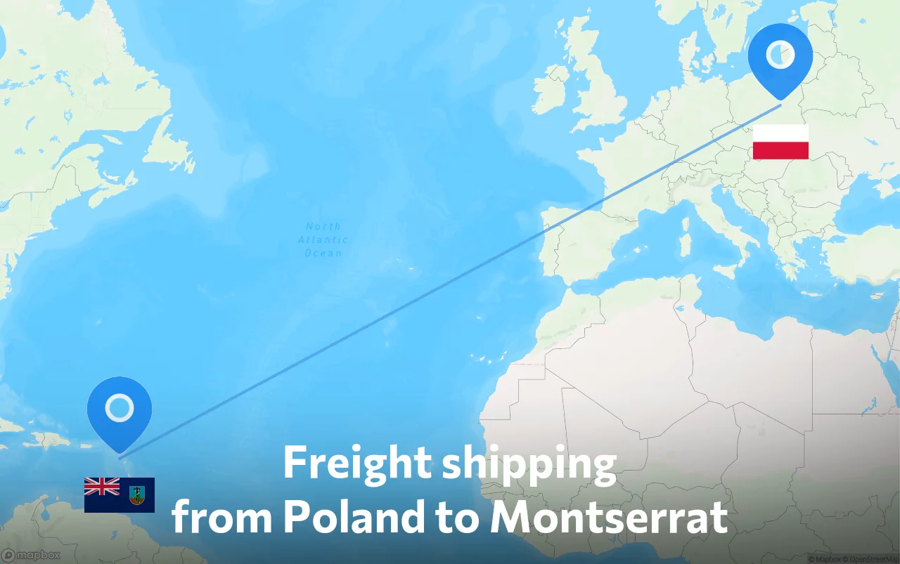 Shipping route from Poland to Montserrat
