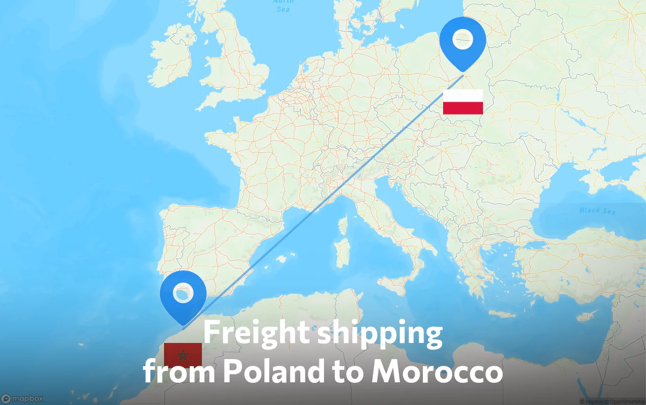 Shipping route from Poland to Morocco