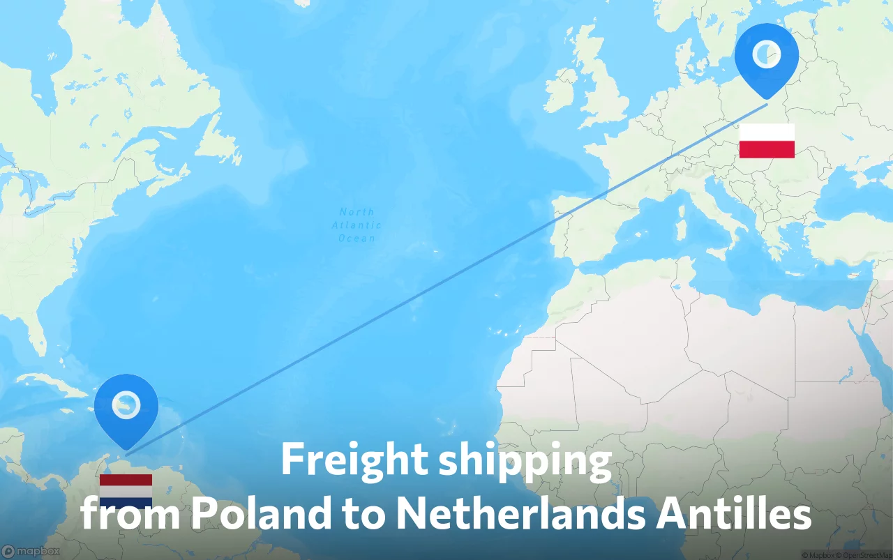 Shipping route from Poland to Netherlands Antilles