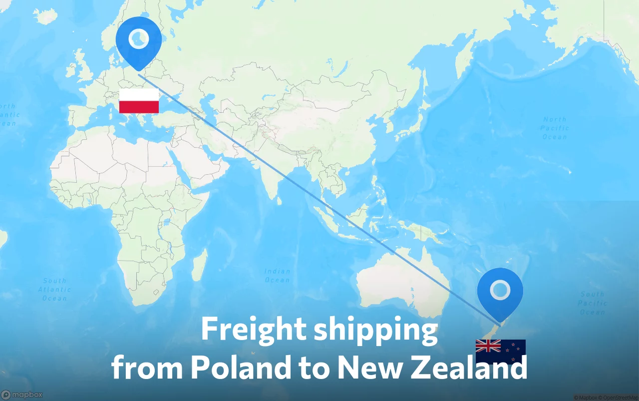 Shipping route from Poland to New Zealand