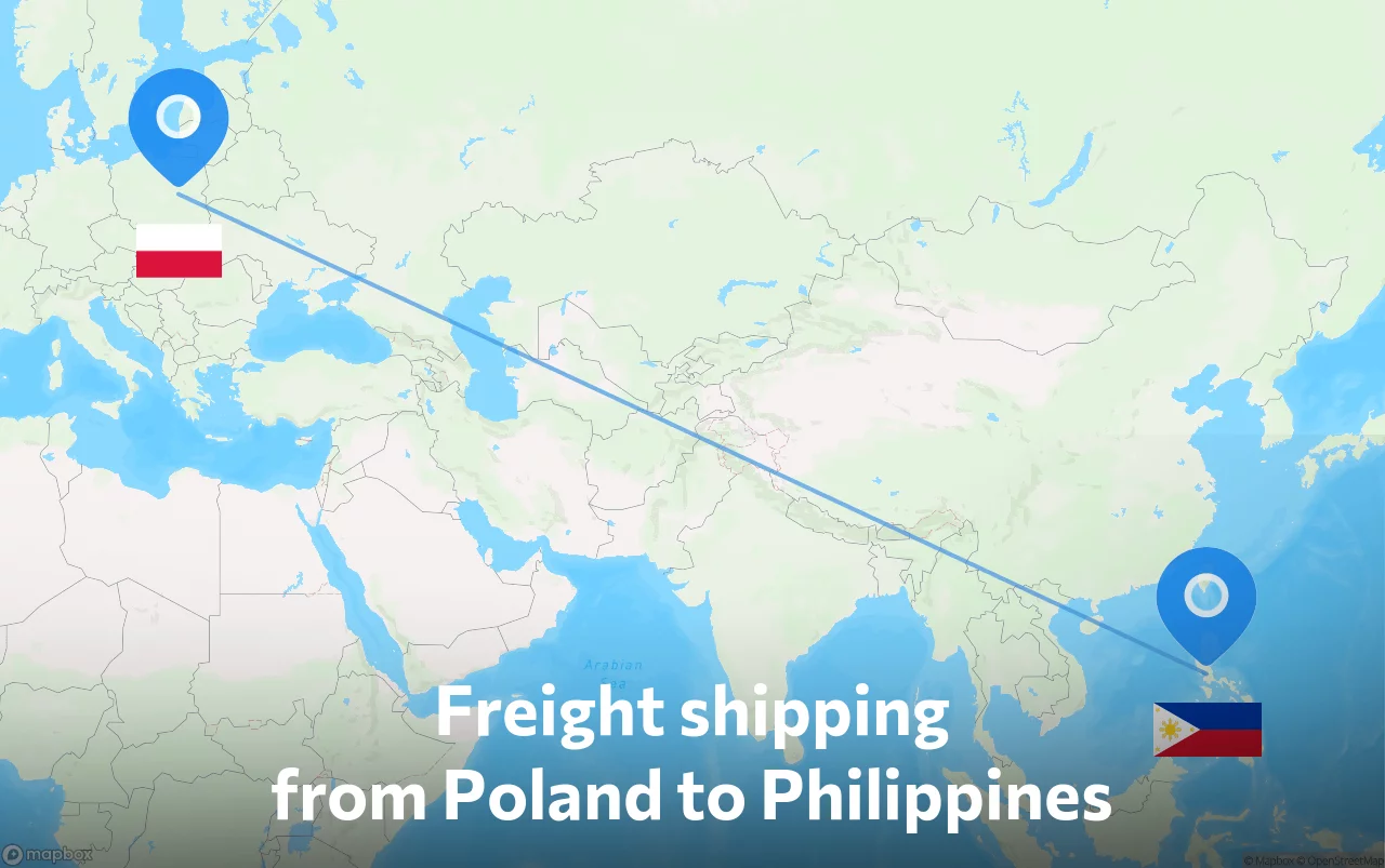 Shipping route from Poland to Philippines
