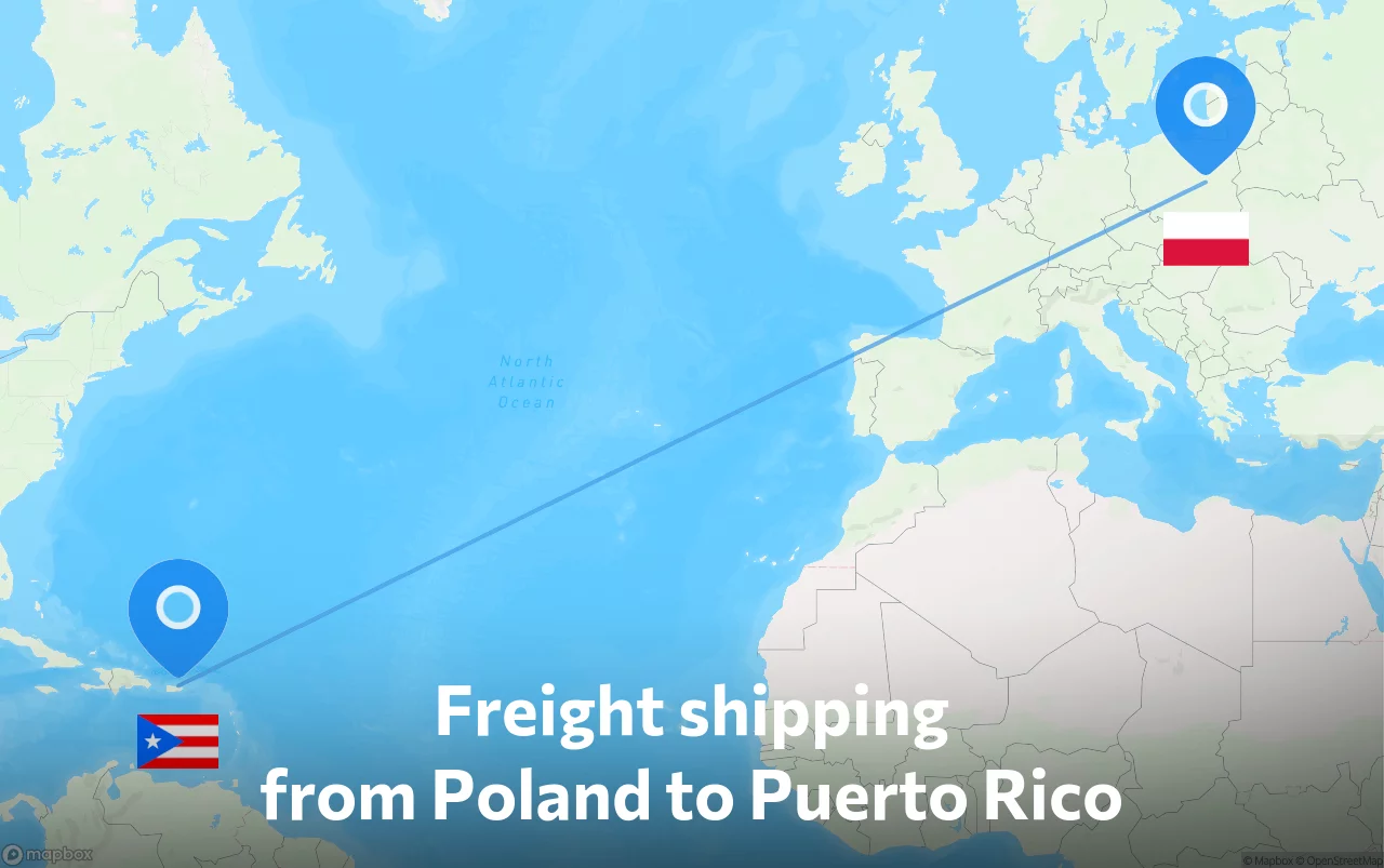 Shipping route from Poland to Puerto Rico