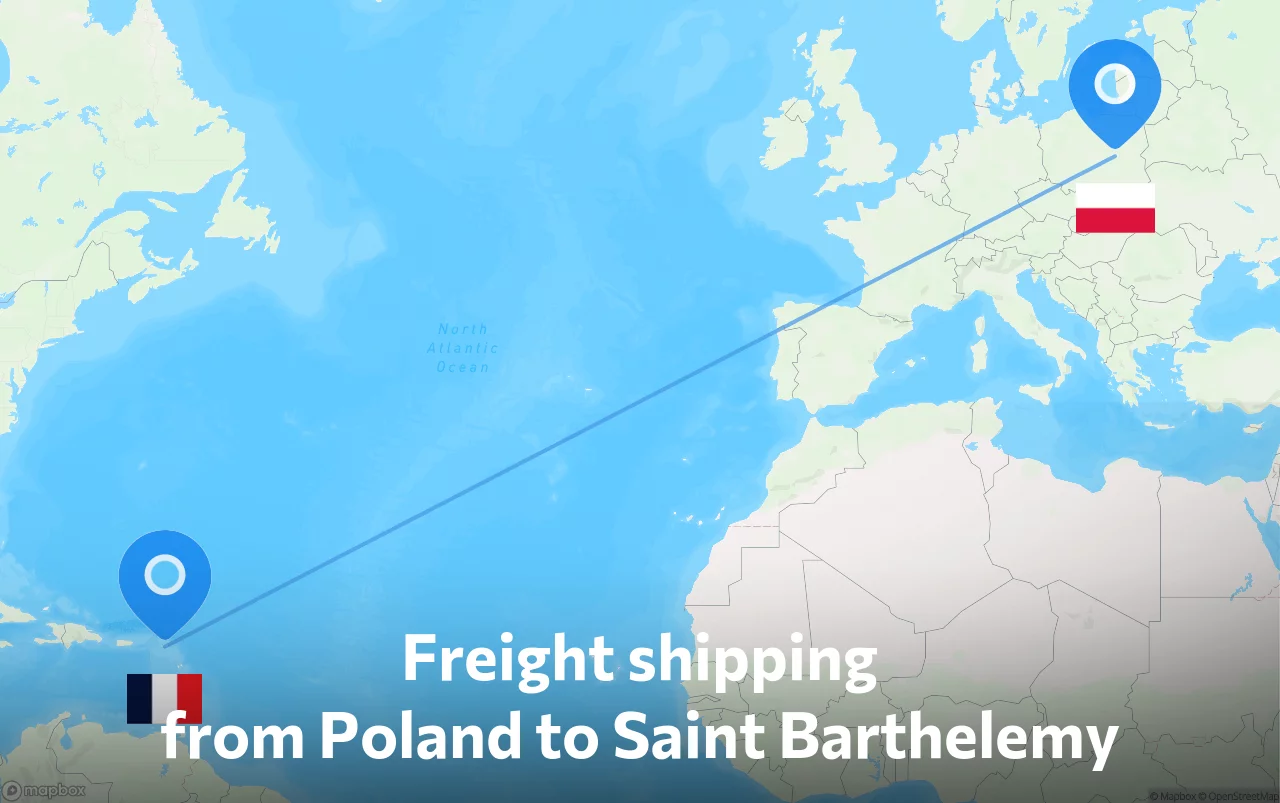 Shipping route from Poland to Saint Barthelemy