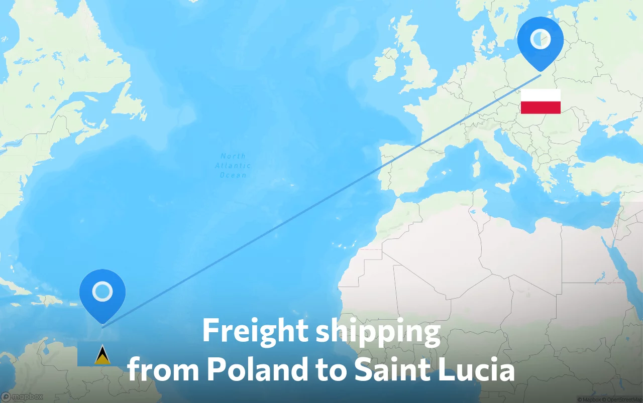 Shipping route from Poland to Saint Lucia