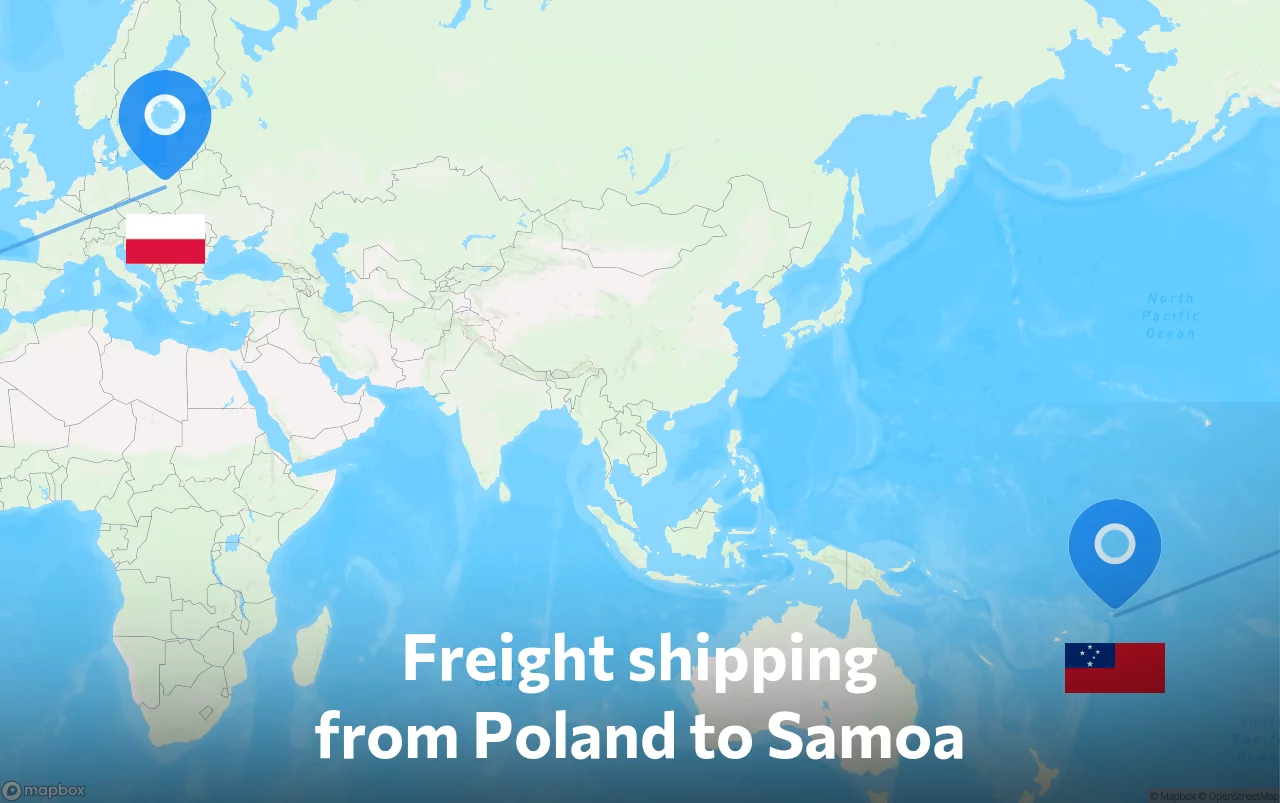 Shipping route from Poland to Samoa