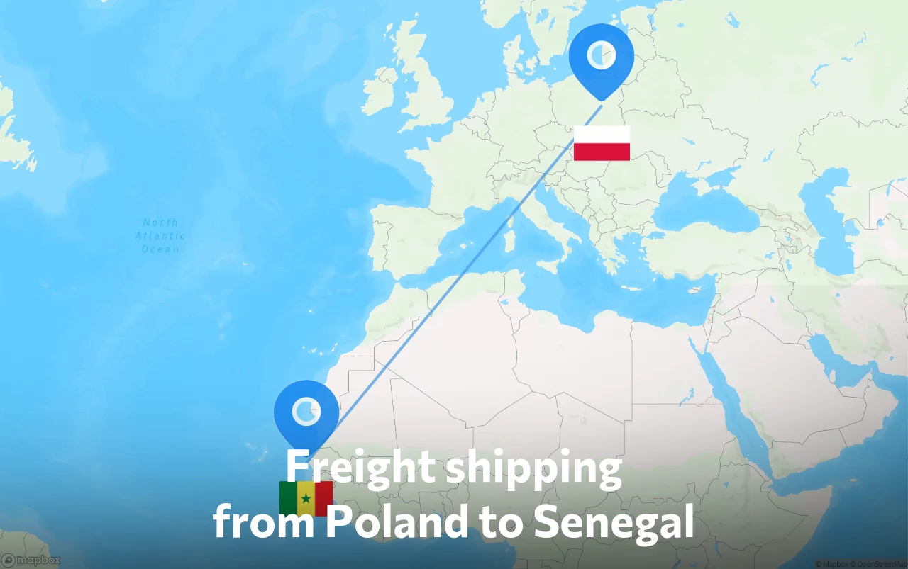 Shipping route from Poland to Senegal