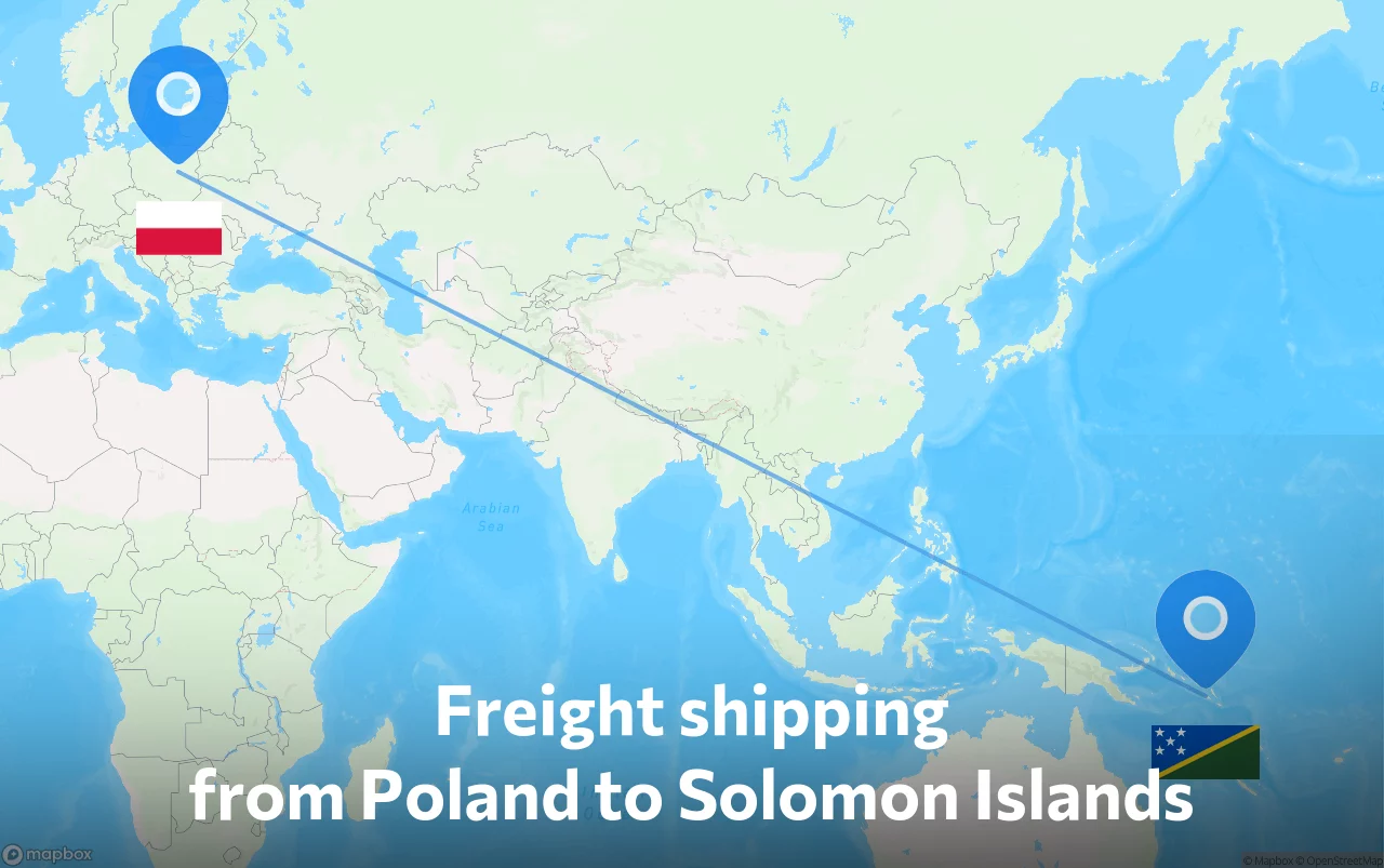 Shipping route from Poland to Solomon Islands