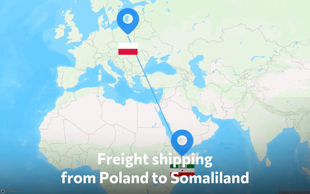 Shipping route from Poland to Somaliland