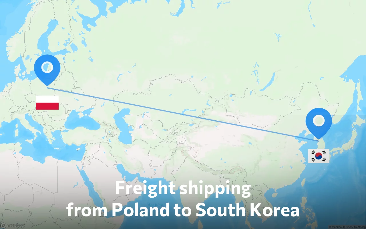 Shipping route from Poland to South Korea