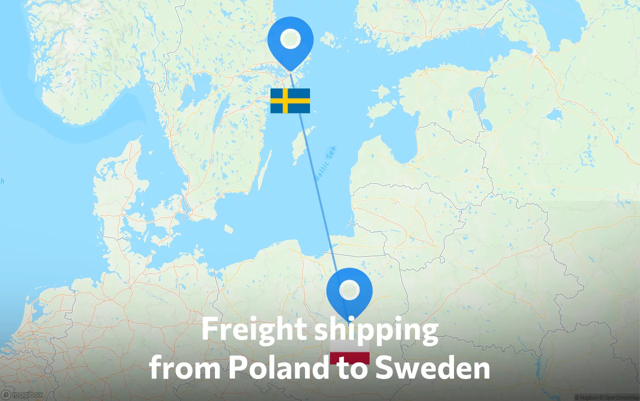 Shipping route from Poland to Sweden
