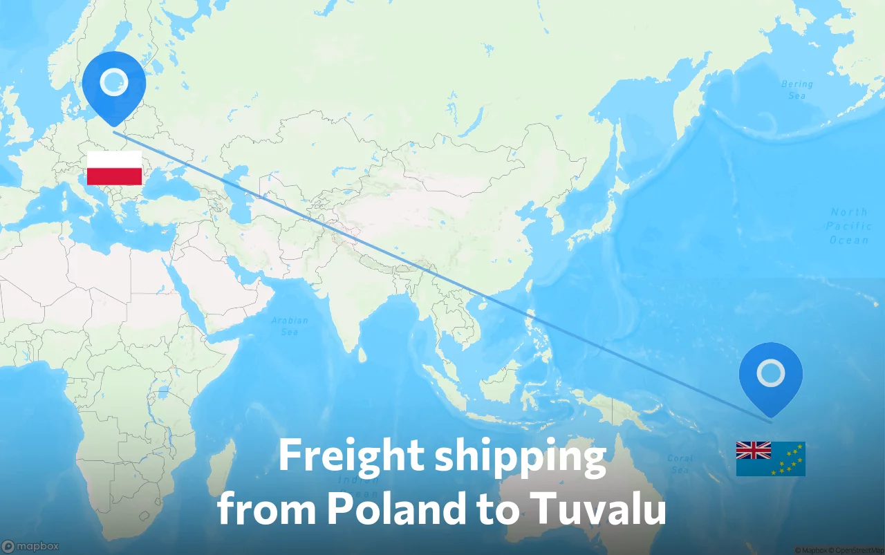 Shipping route from Poland to Tuvalu