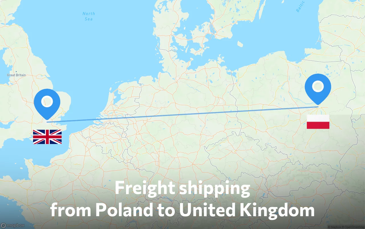 Shipping route from Poland to United Kingdom