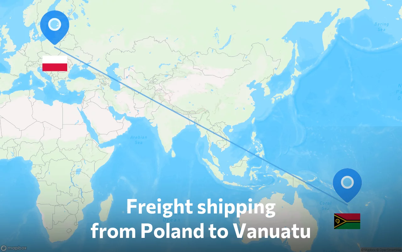 Shipping route from Poland to Vanuatu