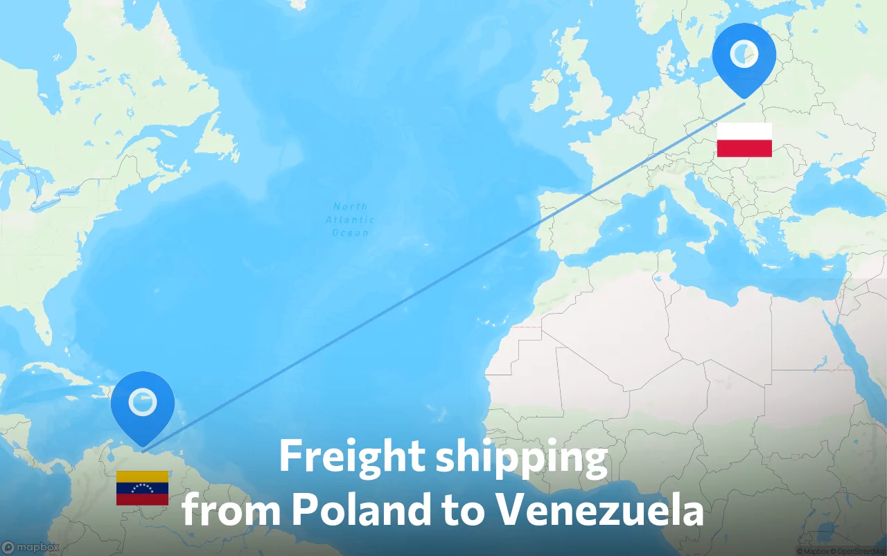 Shipping route from Poland to Venezuela