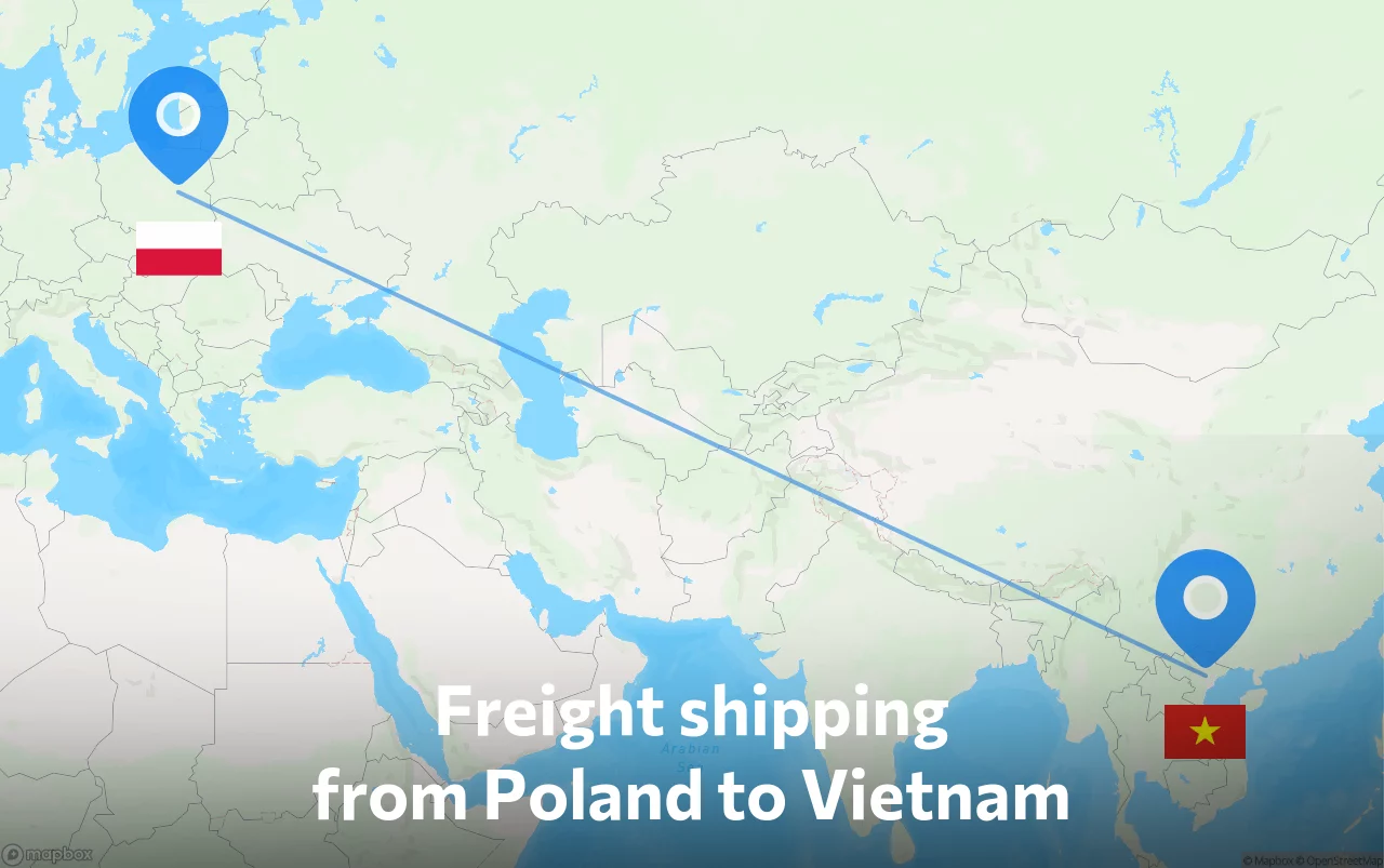 Shipping route from Poland to Vietnam