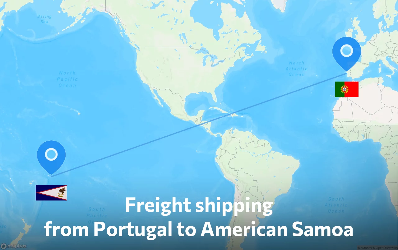 Shipping route from Portugal to American Samoa