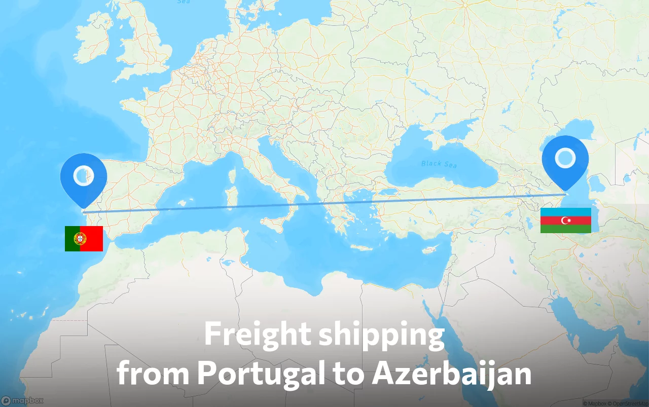 Shipping route from Portugal to Azerbaijan
