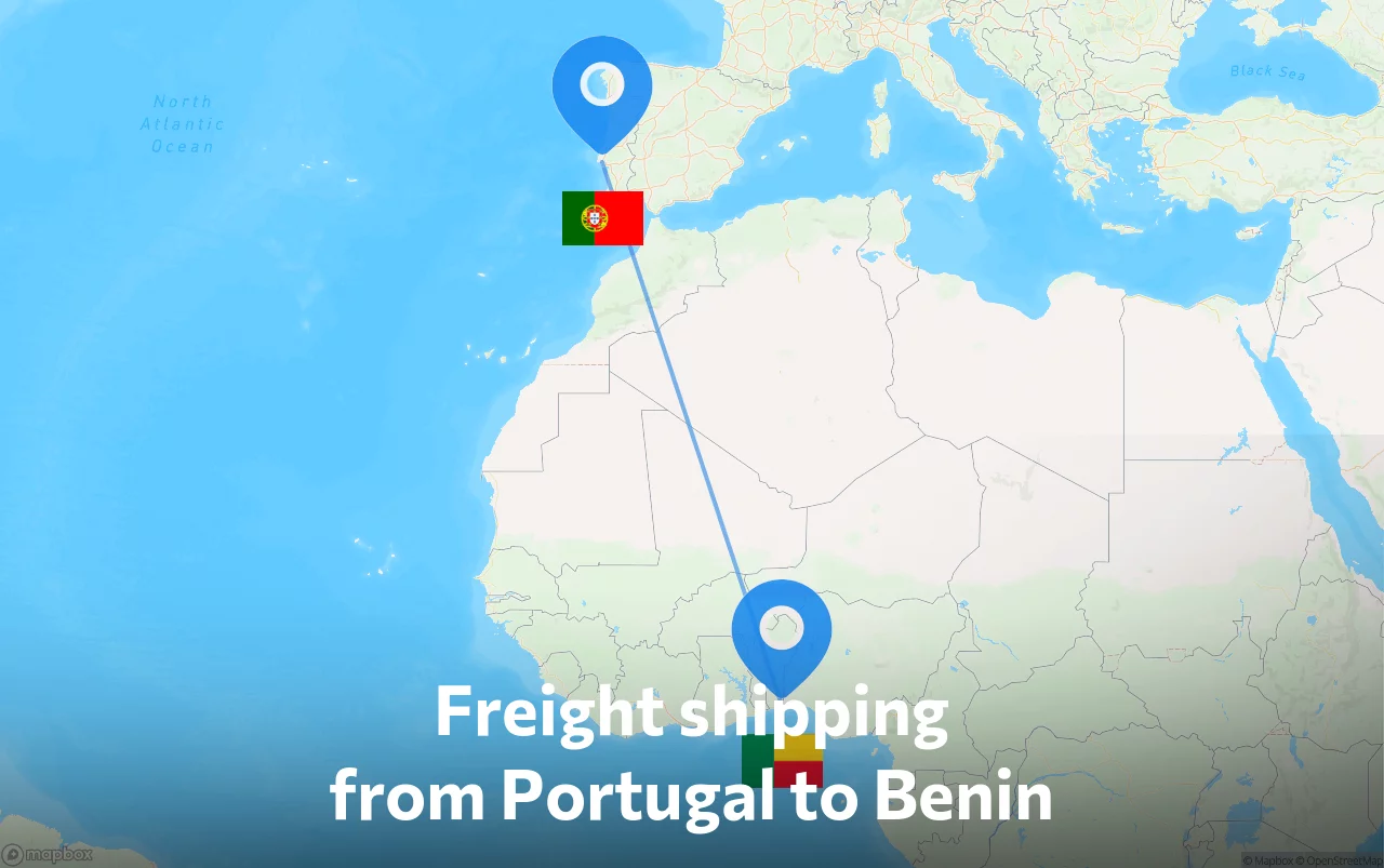 Shipping route from Portugal to Benin