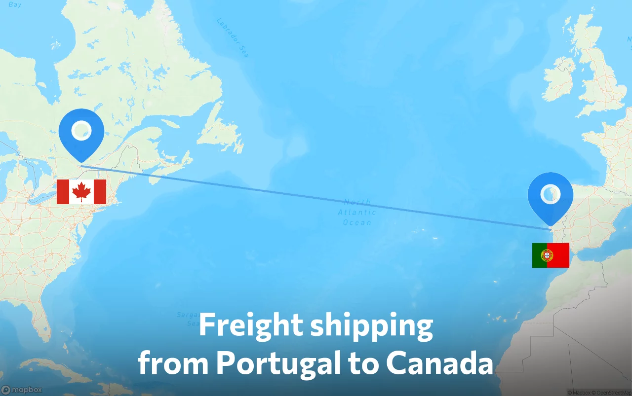 Shipping route from Portugal to Canada