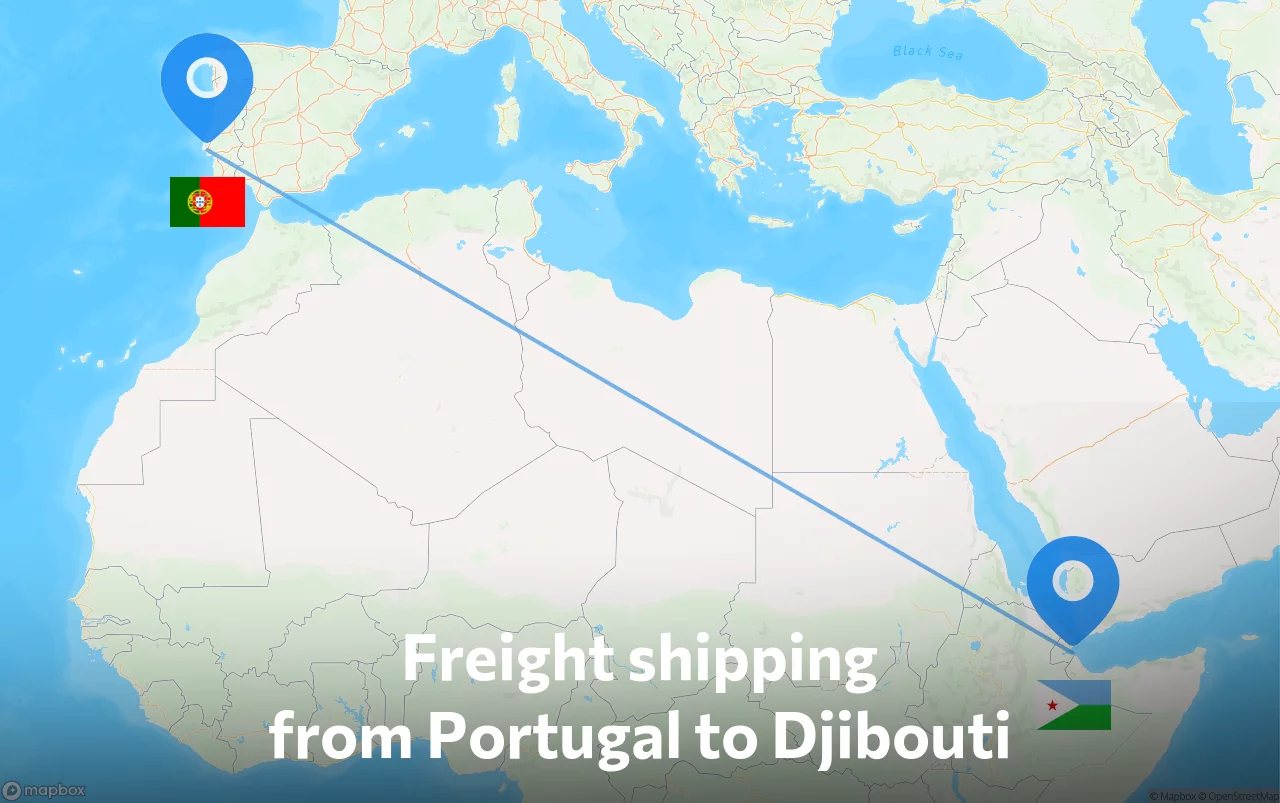 Shipping route from Portugal to Djibouti